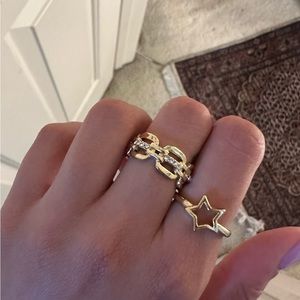 18k gold plated rings size 6 (set of both)
